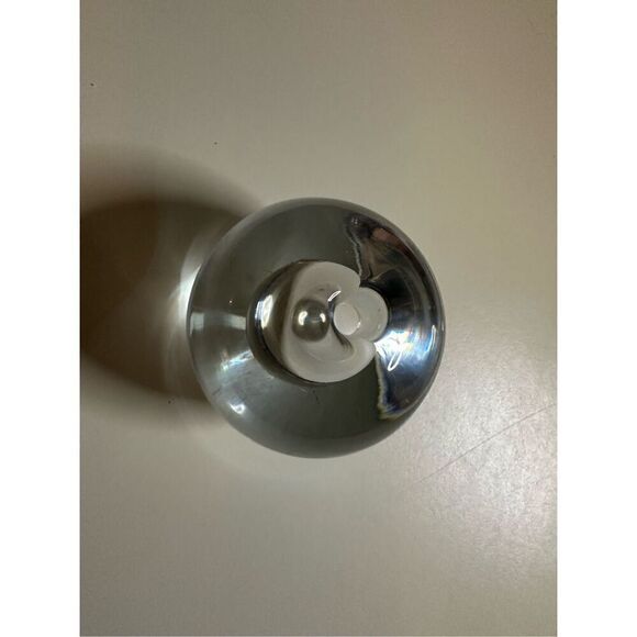 Crystal Glass Bud Vase Vintage Hand Blown Ball Thick Paper Weight Heavy 2.5” - Picture 3 of 9